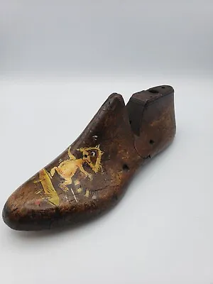 Vintage Folk Art Wooden Hand Painted Raccoon Shoe Form Mold 9.5  Sz  • $13.99