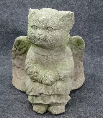 Weathered Worn Beautiful Angel Cat Kitten Vintage Cement Concrete Garden Statue • $74.95