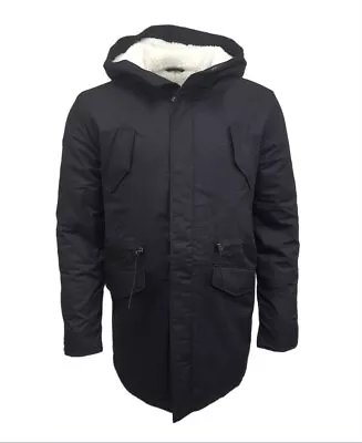 HoodLamb Men's Black Long Organic Hemp Parka 420 MWJ002 NWT • $111.97