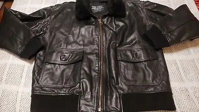 Type G-1 Flyers Jacket Men's Size Large Excelled Sheepskin Leather Coat Black  • $40