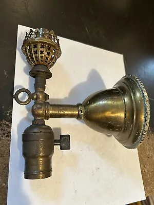 Antique Arts Craft Victorian Brass Gas Electric Sconce Light Fixture To Restore • $39.95