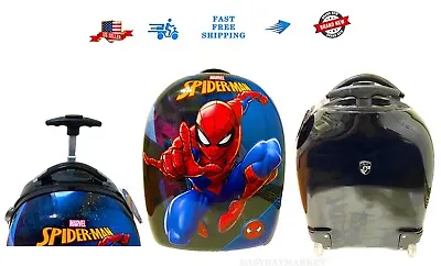 Marvel Spiderman Heys Hardside Kids Carry On 18  Wheel Rolling Luggage Bag BLACK • $119