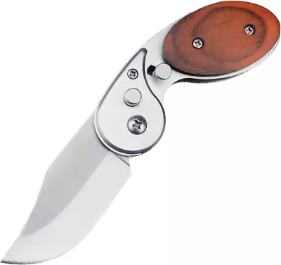 Mini Folding Pocket Knife EDC Small Knife 2  Blade Wooden Handle W/ Pocket Clip  • $12.04