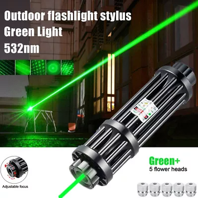 8000m 5W Green Laser Pointer Power Visible Beam Light Torch + 5x Caps USA • $23.99