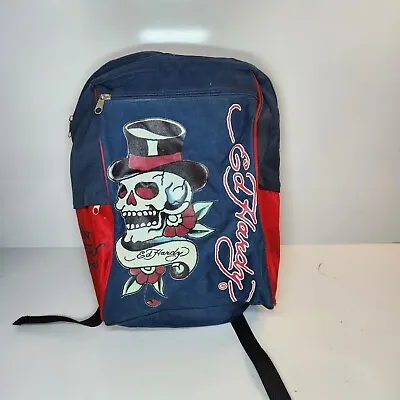 Don Ed Hardy Skull With Top Hat Backpack Navy & Red Unisex • $49