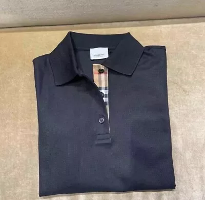Burberry Short Sleeve Men's Solid Check Polo Shirt  Black Medium • $175
