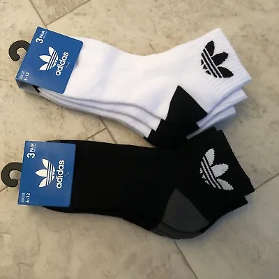 Adidas Mens Black & White Socks 2 Packs Of 3 New • $17.85