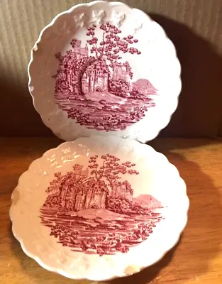 WP~Taylor Smith Vintage Pink Castle Coffee Plate 6  Set Of Two (2) Plates Damage • £11.68