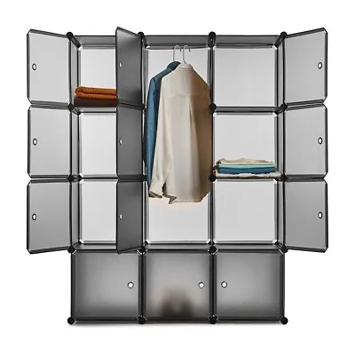 £32.99 • Buy 12 Cube Plastic Wardrobe Clothes Organizer Storage Cupboard Closet Cabinet Grey
