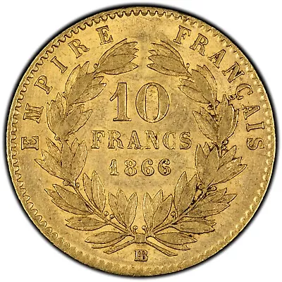 1866 France 10 Francs Gold Coin Napoleon III • $279.61