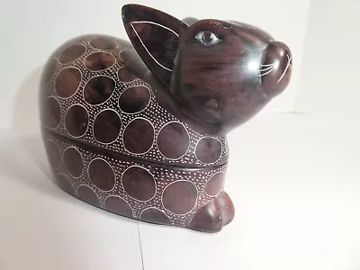 Trinket Box Rabbit With Engraved Design  Pyrolite  By Kisii Tribe Unique • $9.99