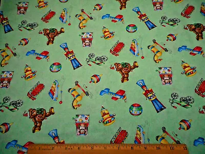 Christmas Fabric By Yard Holiday Express Vtg Toys Green Premium Cotton #14 C • $9.99