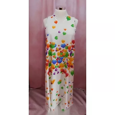 Balloon Hearts Maxi Dress Women XL White Multi Pockets • $15