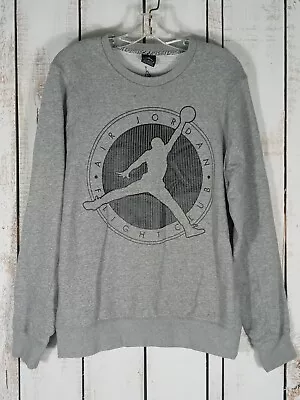 VTG Air Jordan Flight Club Sweatshirt LARGE Mens Pullover Crewneck Heather Gray • $18.98