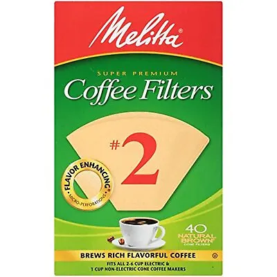 Melitta #2 Cone Coffee Filters Natural Brown 40 Count • $7.95