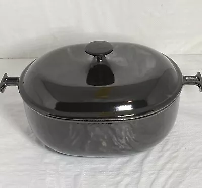 Le Creuset Vintage #33 Black Cast Iron La Mama Enzo Mari Oval Dutch Oven 8 Quart • $295