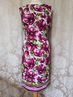 London Times Size 14 Pink Floral Knee Length  Wedding Races Pencil  Dress 💗 • £12