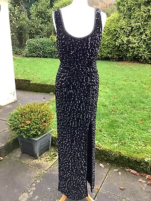 £50 • Buy Vintage Dress By Ronald Joyce After Six~black Cluster Sequin~film Star~size 10 