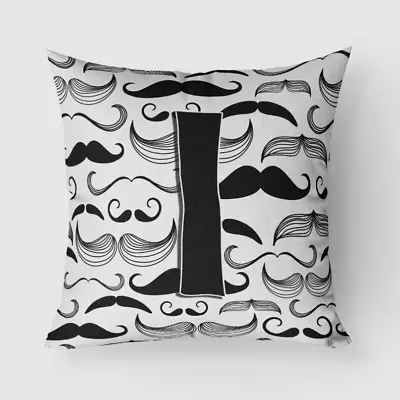 Moustache Initial Fabric Decorative Pillow Letter I • $46.68