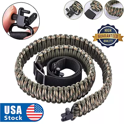 Tactical 550 Paracord Rifle Gun Sling 2 Point With Swivels For Hunting & Outdoor • $10.99