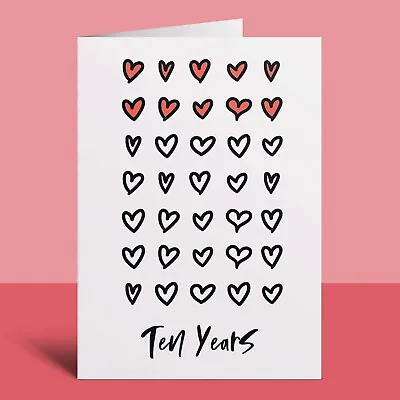 10th Wedding Anniversary Card For Wife Husband Boyfriend Girlfriend Ten Year • £2.51