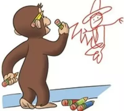 3 Inch Curious George Decal Crayon Artist Monkey Removable Peel Self Stick Vinyl • $7