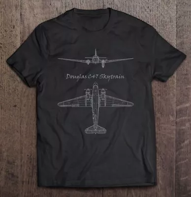 $20.99 • Buy Military Aircraft Douglas C-47 Skytrain (Dakota) Blueprint T Shirt S-4XL