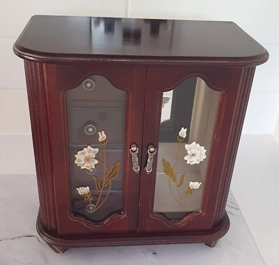 £12.99 • Buy Lovely Vintage Musical Wooden Jewellery Box Robe Cabinet Drawers Chest