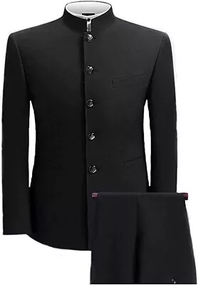 Custom Made Mens Black Bandhgala Jodhpuri Suit Wedding Designer Coat Pants • $175.50