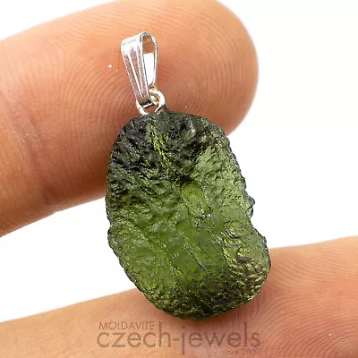 4.11g Moldavite Tektite Genuine Rough Pendant Sterling Silver .925 #VS24 • $109