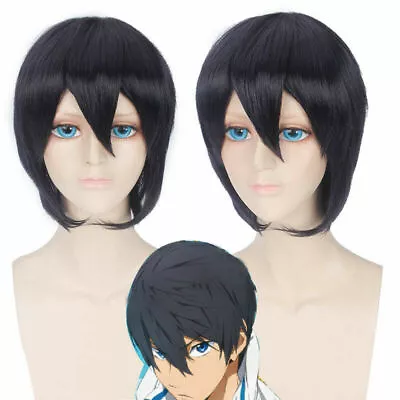 Free! Nanase Haruka Blue-black Short Cosplay Anime Costume Wig Heat Resistant • $20.51