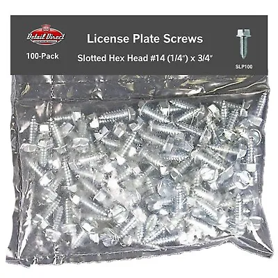 License Plate Screws Slotted Hex Head Self Tapping #14 X 3/4  (100-Pack) • $25.48