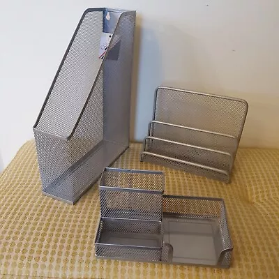 £9.89 • Buy Office Desk Tidy Organiser, Letter File, Magazine Rack, Pen Holder. OSCO. Mesh