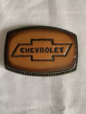 Vintage 'Chevy Trucks' Leather Over Metal - Alumaline 4108 Belt Buckle • $25