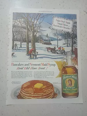 1950 Vermont Maid Vintage Ad Cane Maple Tree Sugar Syrup Pancake Leaf N1150141 • $13
