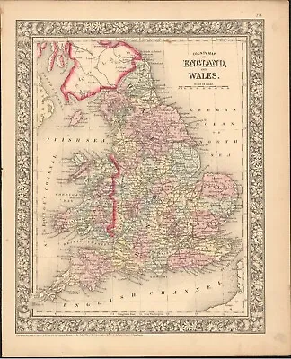 1860 England & Wales Antique Map By Mitchell 15.3  X 12.3  • $25
