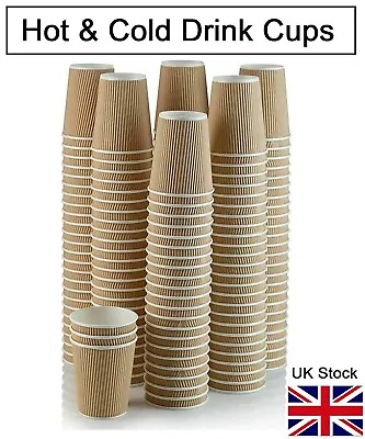 Disposable TEA COFFEE Paper Cups Kraft Ripple HOT COLD Cups Drink UK Vending Cup • £7.99
