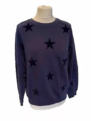 Zoe Karssen Ladies Navy Blue Stars 💯Cotton Sweatshirt Jumper Size L • £25