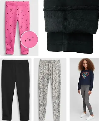 Girls Gap Cosy Leggings Black Thick Sherpa Fleece Lined Warm Winter Thermals NEW • £5.95