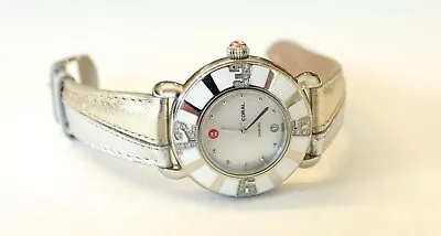 Michele Coral White MOP Diamond Watch MW14B01F1025 Stainless 36mm - Used • $465