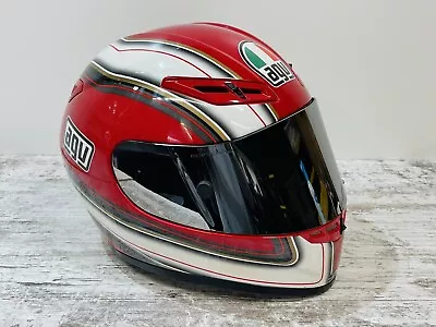 AGV GP-TECH MOTORCYCLE HELMET SIZE XL 61-62 Red White Gold Mirrored Visor A5 • $300