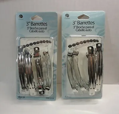 8 X Pack 3'' Hair Clip Barrettes Silver Metal Clamp Women Girl Craft Fashion 2x4 • $11.64