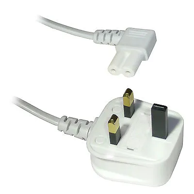 £4.99 • Buy 0.5M Figure Fig Of 8 IEC C7 Mains Power Lead Cable - Right Angled Angle - WHITE