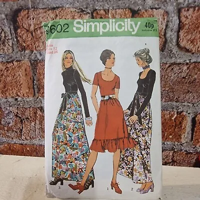 Vintage Pattern | Simplicity 9602 | Misses Evening Dress & Sash | Size 12 • £6.99