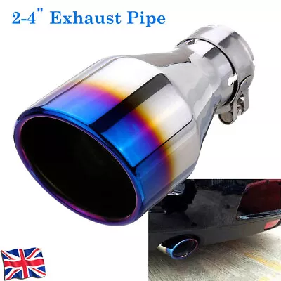 2 -4  Universal Stainless Steel Rear Exhaust Pipe Muffler Tail Pipe End Trim Tip • £18.38