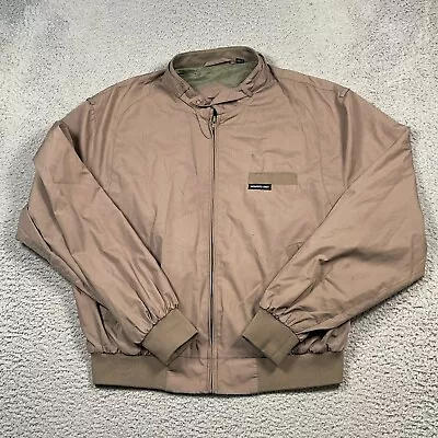 Members Only Bomber Jacket Men's 44 Brown Dark Tan Full Zip Racer Windbreaker • $25