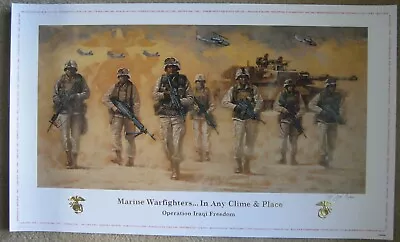 Marine Corps Raytheon Poster Signed By Artist  Marine W W/dedication 20x28 NEW • $25