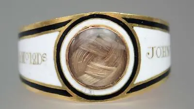 Antique Georgian Pink Gold White Black Enamel Child's Mourning Ring 1802 Boxed • $4600