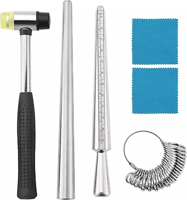 Ring Mandrel Sizer Tool With Metal Mandrel Finger Sizing Measuring Stick And Rin • $23.47