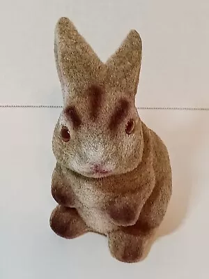 Vintage Flocked Brown Bunny Rabbit Coin Bank  6 Inch • $10